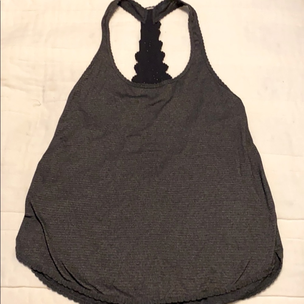 RARE Lululemon black striped lace racer back tank